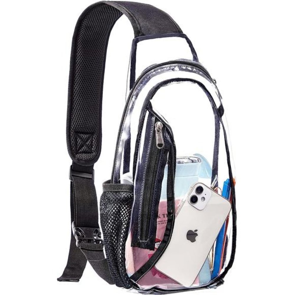 Clear Sling Bag, Stadium Approved PVC Crossbody Backpack, Clear Casual Chest
